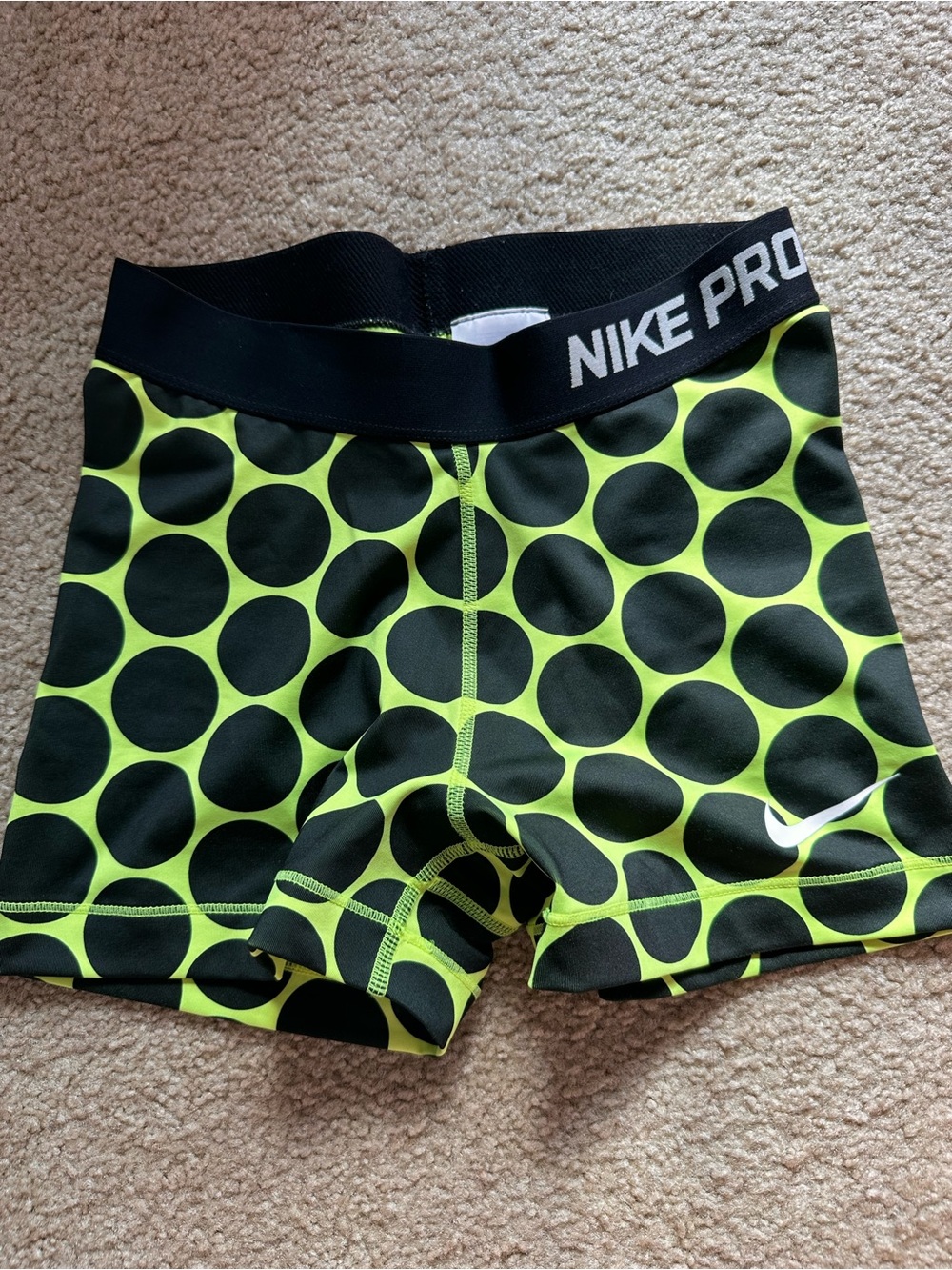 Nike Neon Green and Black Polka Dot Training Shorts
